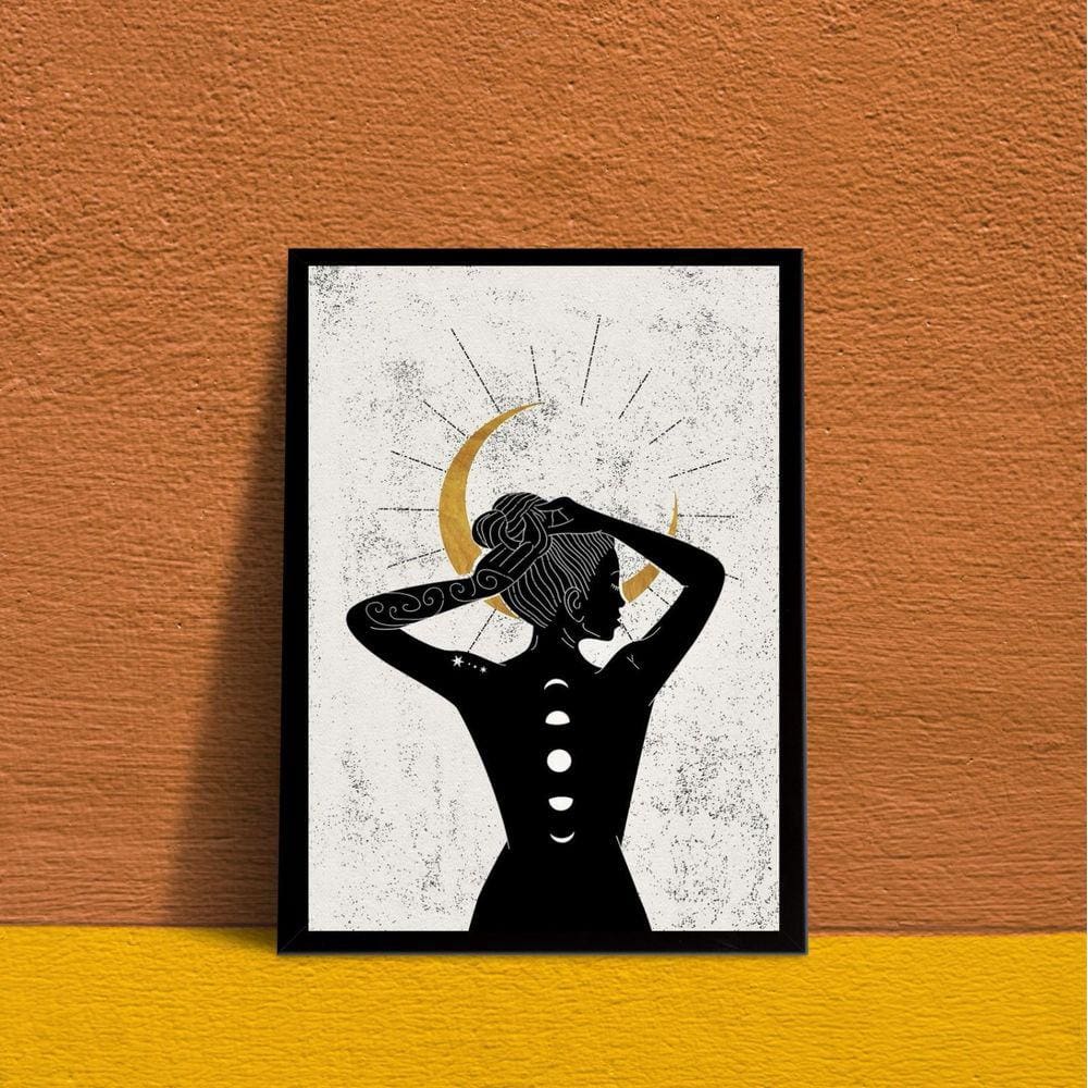 Quadro Decorativo Fases da Lua - Mulher 24x18cm - com Vidro