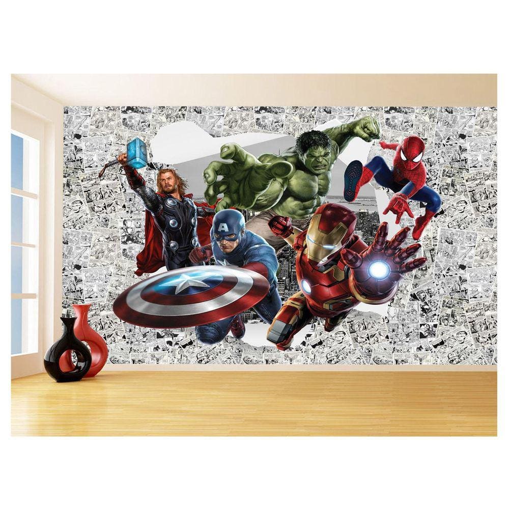 Papel De Parede 3D Heróis Página Quadrinhos Hq 3,5M Nhma265