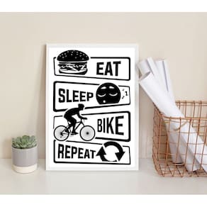 Quadro Decorativo Bicicleta - Bike Rotina 33x24cm - Vidro+Moldura