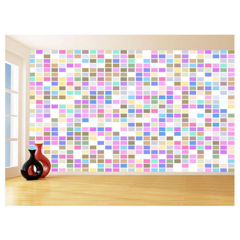 Papel De Parede Geométrico Quadrados Colorido 3,5M Gmt119