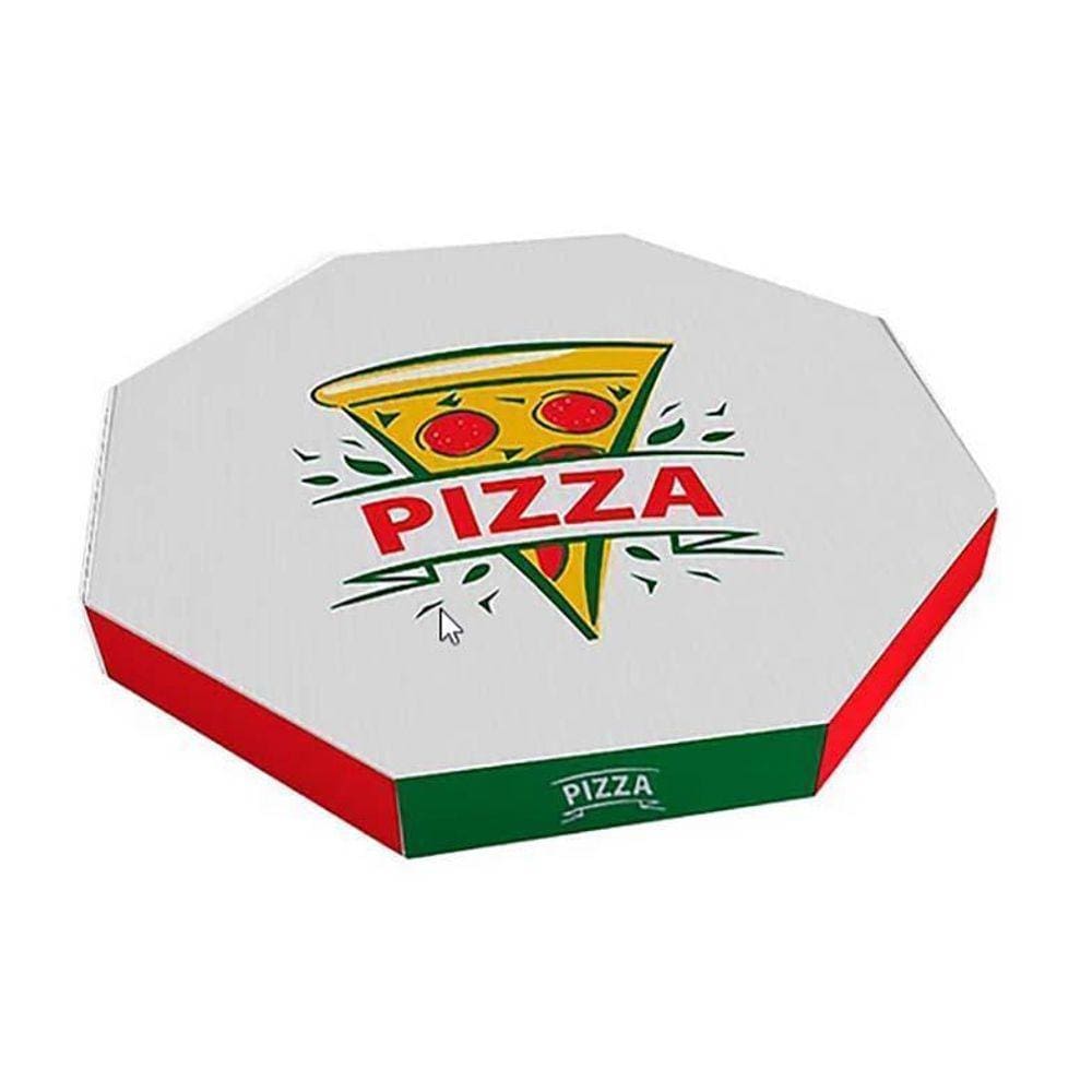 Caixa De Papelão Branca Oitavada Pizza 35Cm Caixa Com 50