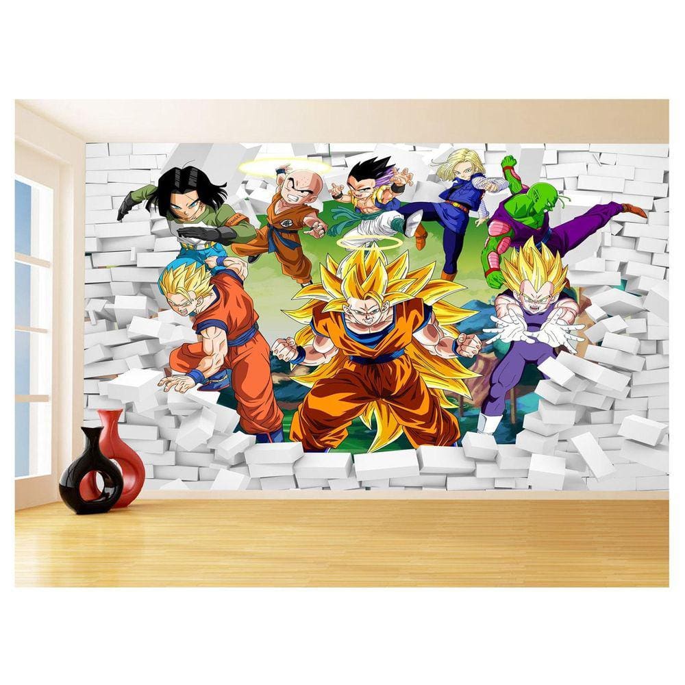 Papel De Parede 3D Dragon Ball Goku Vegeta Anime 3,5M Dbz39