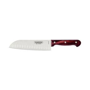 Faca Santoku Tramontina Madeira Tratada Polywood Vermelho 7