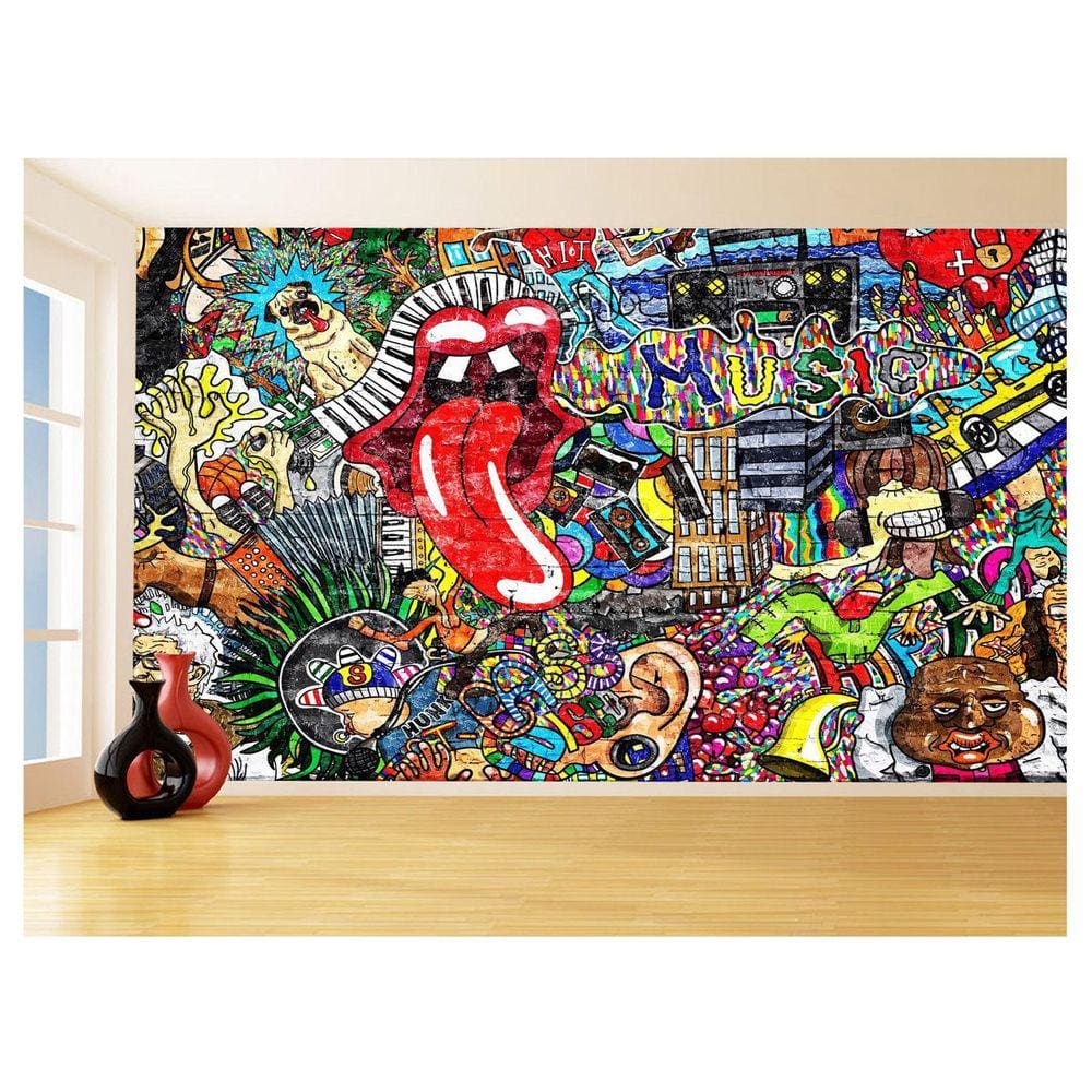 Papel De Parede 3D Arte Graffiti Mural Grafite 3,5M Tra114