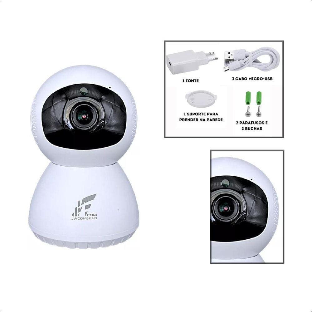 Câmera 1080P Smart Intelig Tuya Visão Noturna S/Fio 355Graus