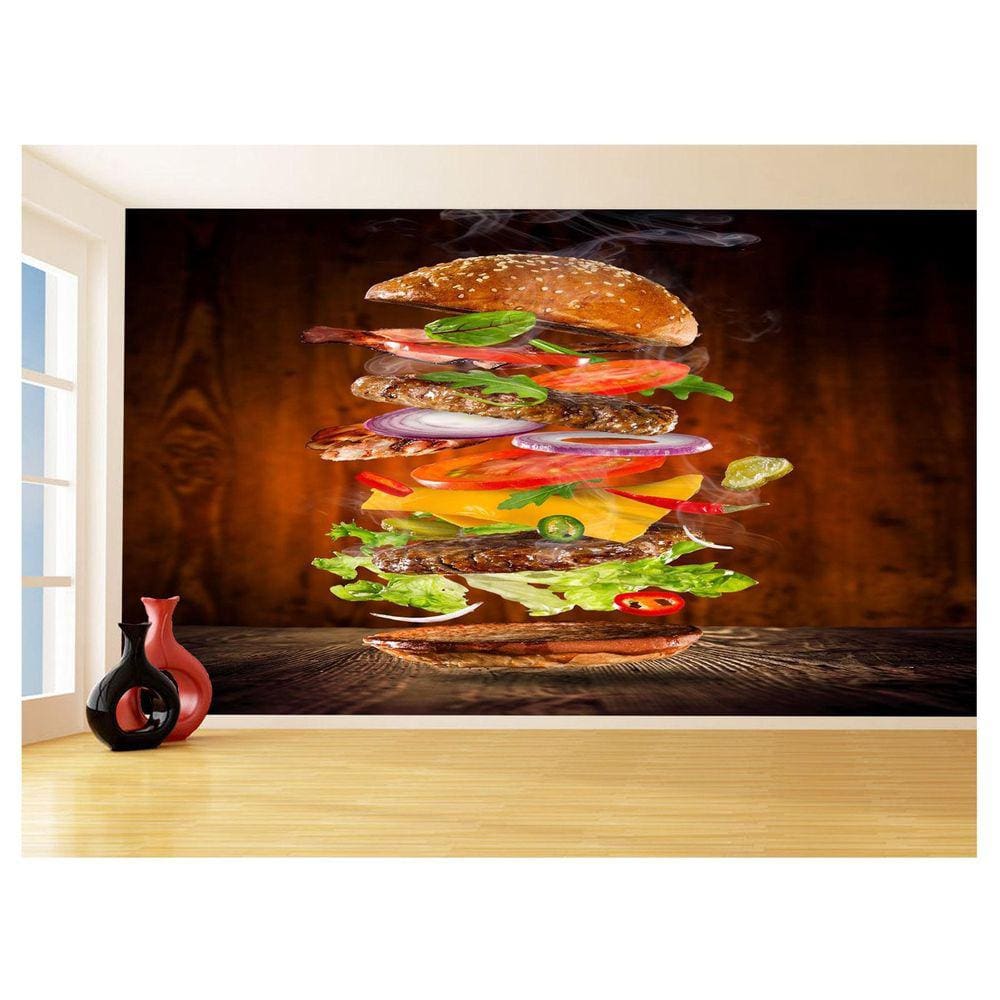 Papel De Parede 3D Alimentos Lanches Artesanais 3,5M Al436