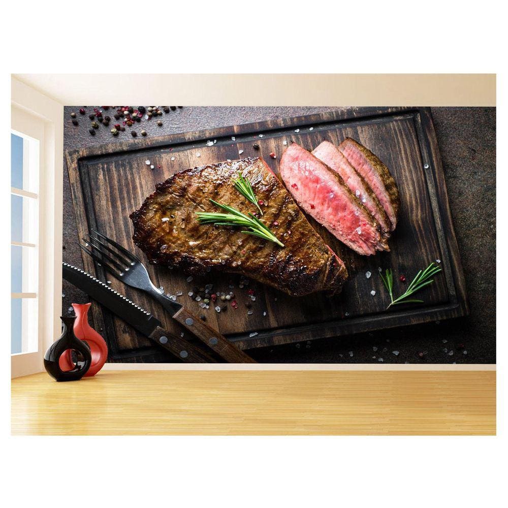 Papel De Parede Alimentos Carne Churrasco Bife 3,5M Al278