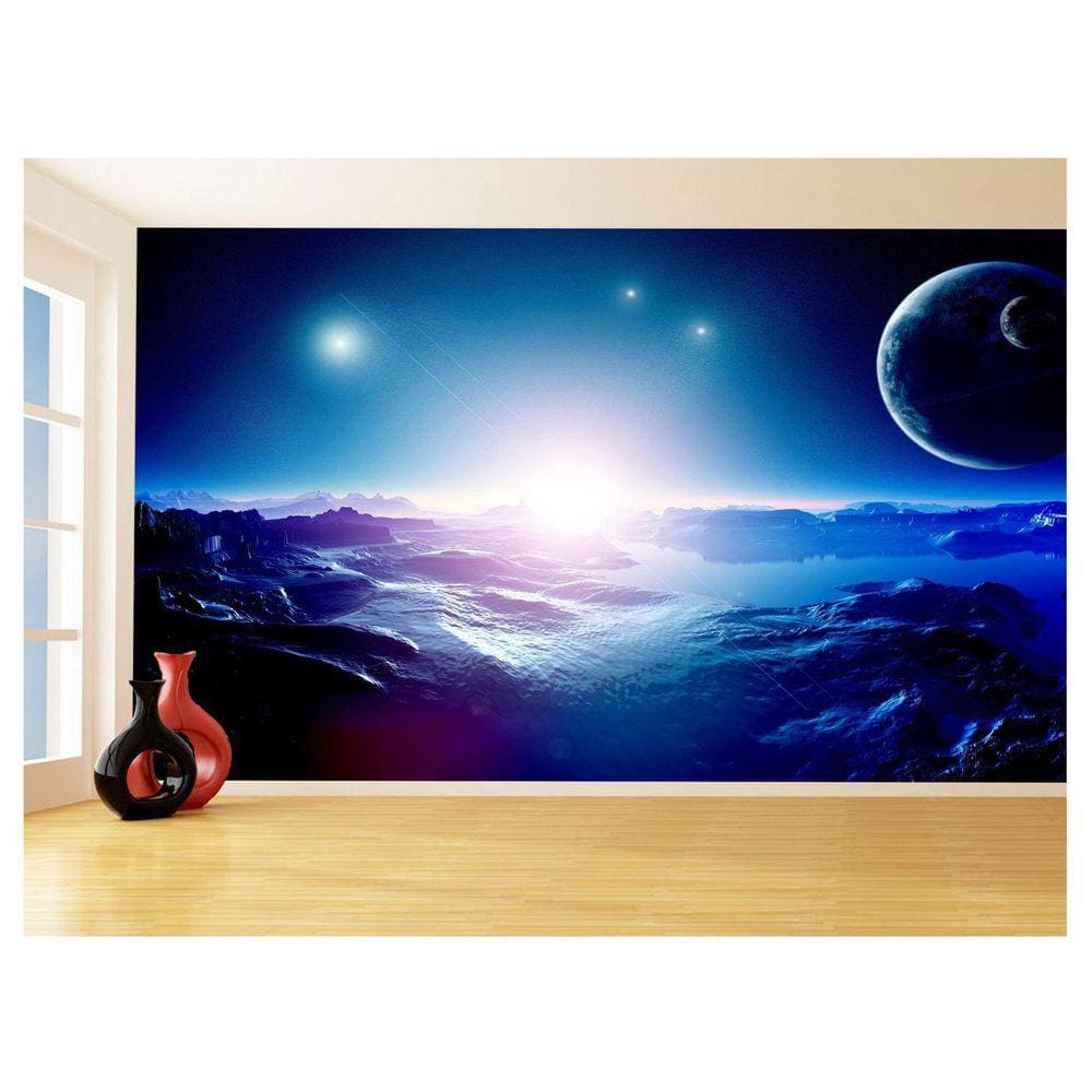 Papel De Parede 3D Espaço Estrelas Planetas 3,5M Nsp156