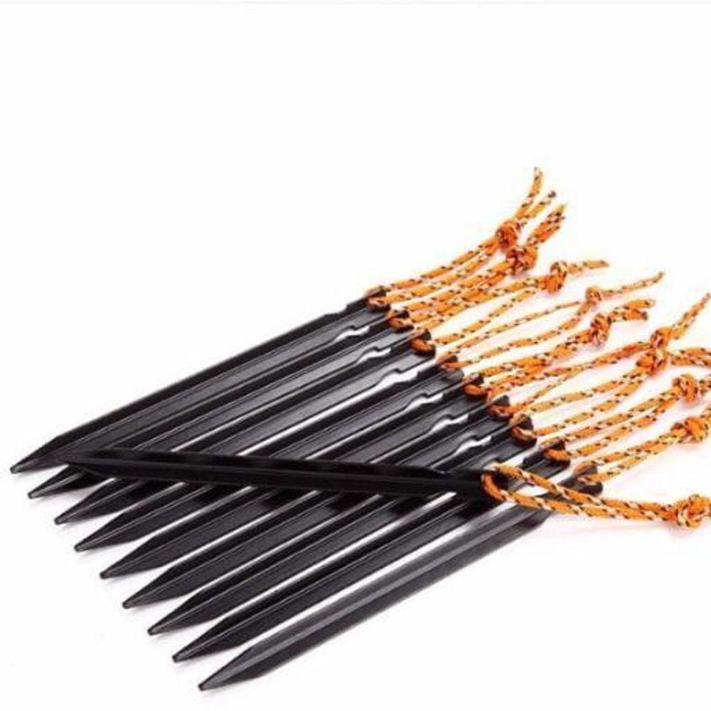 Estacas Alumínio Barracas Camping - Kit Com 10 Preto