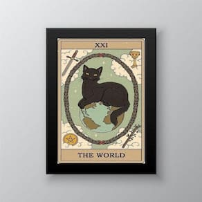 Quadro Decorativo Tarot O Mundo Gato 33x24cm - Vidro