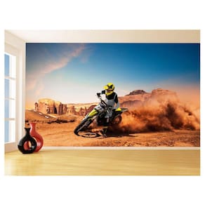 Papel De Parede 3D Moto Cross Trilha Terra Mx 3,5M Bkm25