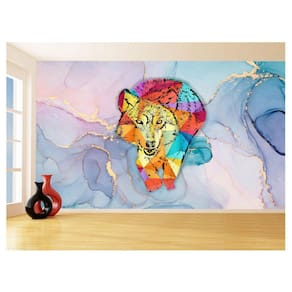 Papel De Parede Animais Pop Art Lobo Colorido 3,5M Pxa581