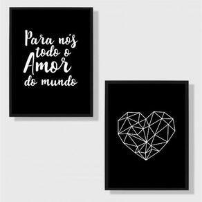 Kit 2 Quadros Para Nós Todo O Amor Do Mundo 45X34Cm Branca