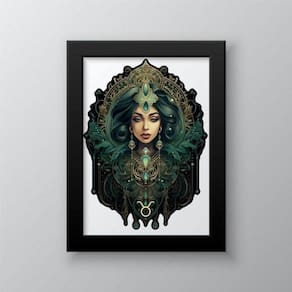 Quadro Signo Touro 33x24cm - Vidro, Madeira Branca
