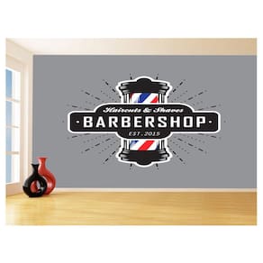 Papel De Parede 3D Barbearia Barber Shop Logo 3,5M Brb23