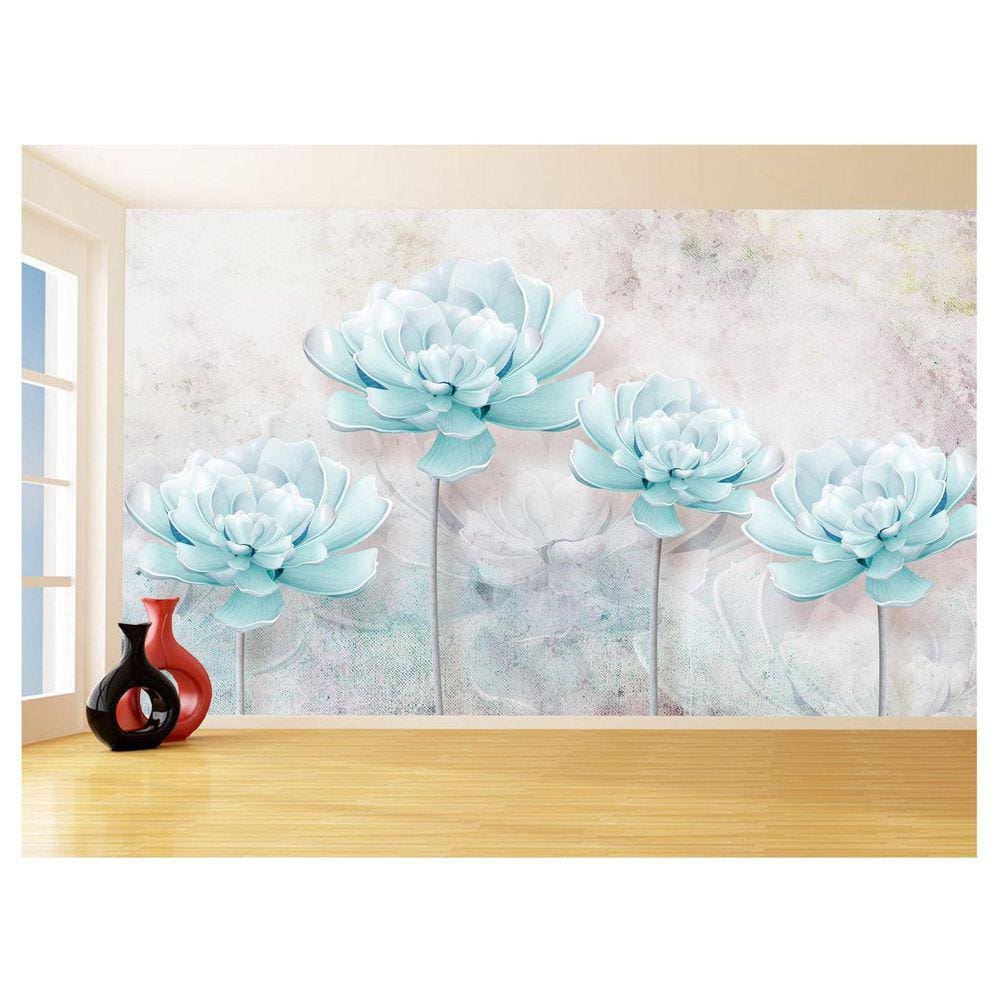 Papel De Parede 3D Floral Textura Sala Flores 3,5M Xfl349