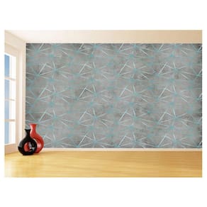 Papel De Parede Concreto Linhas Azul Turquesa 3,5M Kkt262