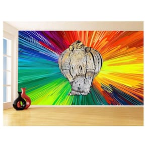 Papel De Parede 3D Animais Pop Art Rinoceronte 3,5M Pxa490