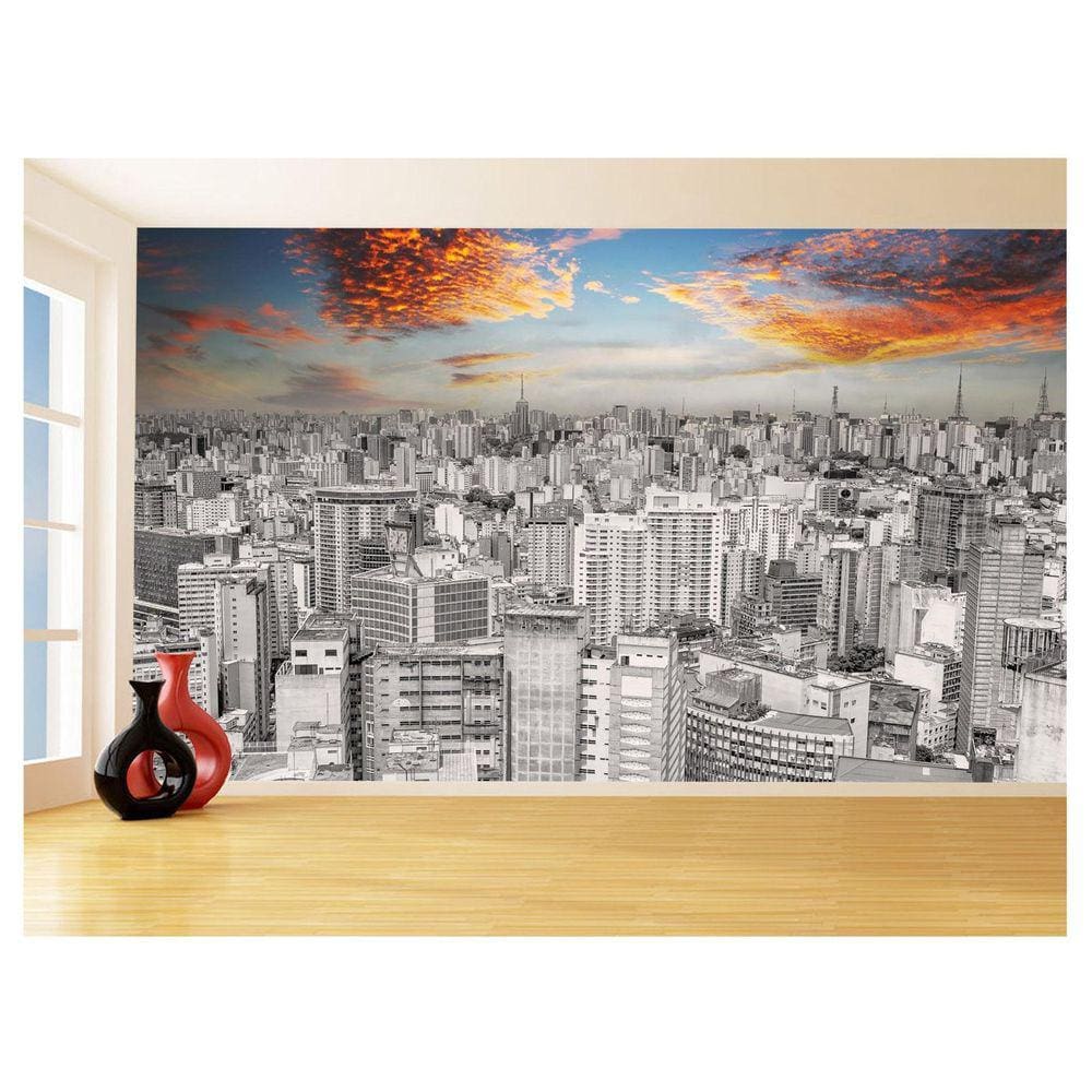Papel De Parede 3D Cidade São Paulo Prédios Céu 3,5M Ncd337