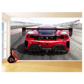 Papel De Parede 3D Carro Ferrari Vermelha Pista 3,5M Car109