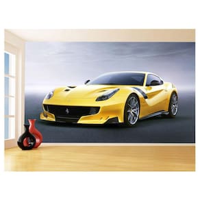 Papel De Parede Carro Ferrari Amarela Garagem 3,5M Car164