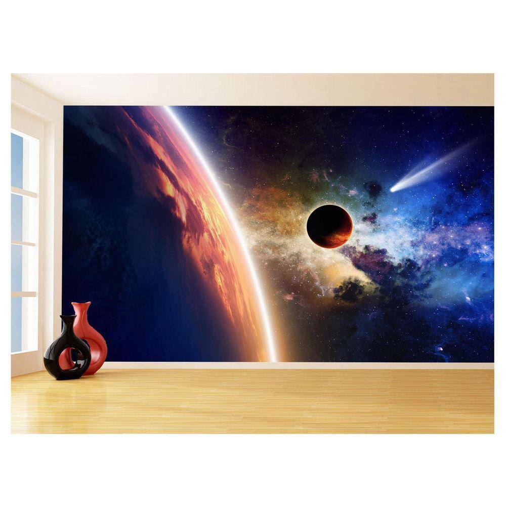 Papel De Parede 3D Espaço Estrelas Planetas 3,5M Nsp157