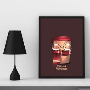 Quadro Geek Café Patronum 33x24cm Moldura Branca