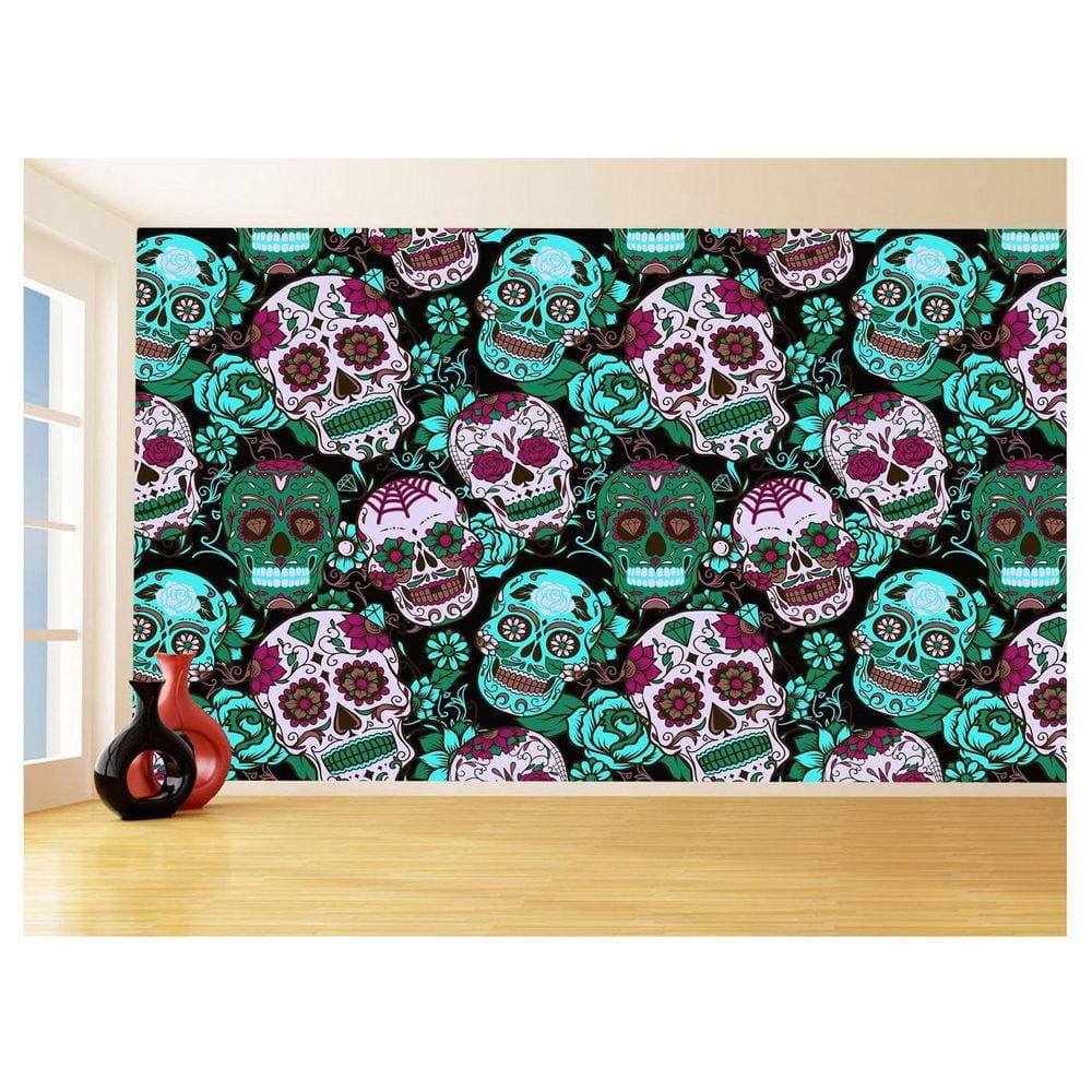 Papel De Parede 3D Textura Caveiras Mexicanas 3,5M Txt206