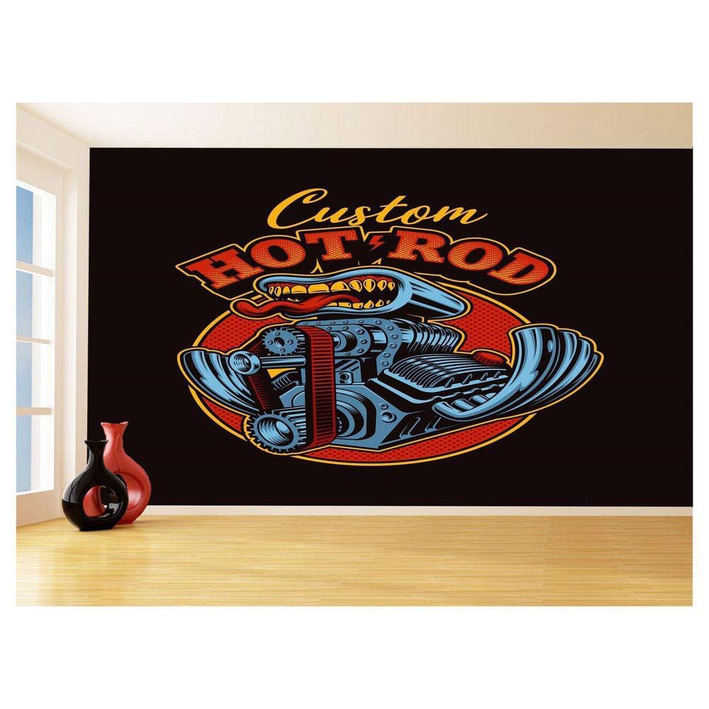 Papel De Parede 3D Carro Antigo Hot Rod Cultura 3,5M Cxr112