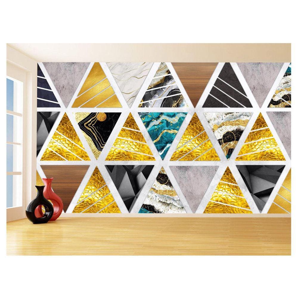 Papel De Parede 3D Estilo Marmore Cores Formas 3,5M Mbr47