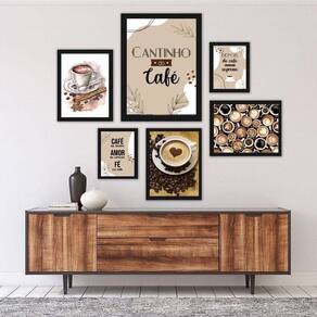 Kit Quadros Decorativos Cantinho do Café c/ Vidro