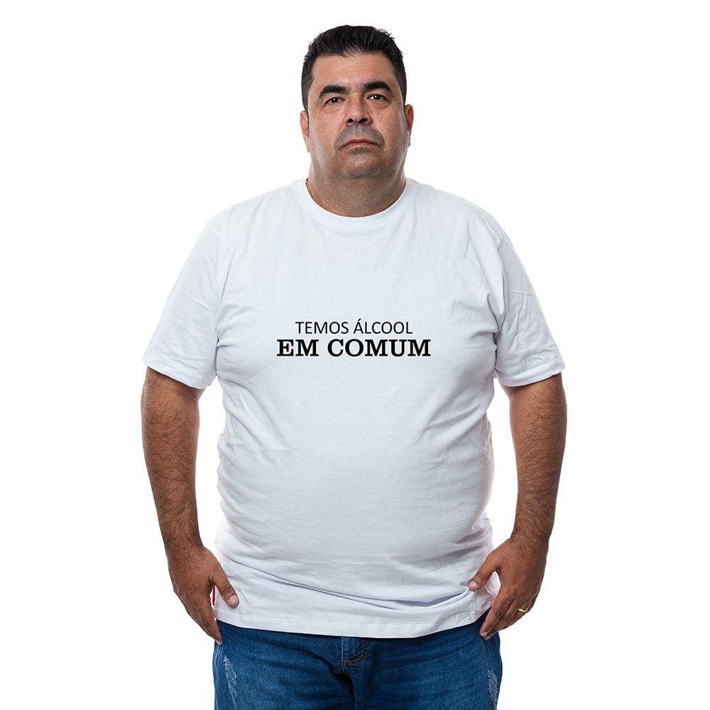 Camiseta Plus Size Masculina Algodao Frase Temos Alcool Em Comum Com Abridor De Garrafas Integrado