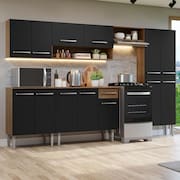 Armário de Cozinha Completa 293cm Rustic/Preto Emilly Madesa 10