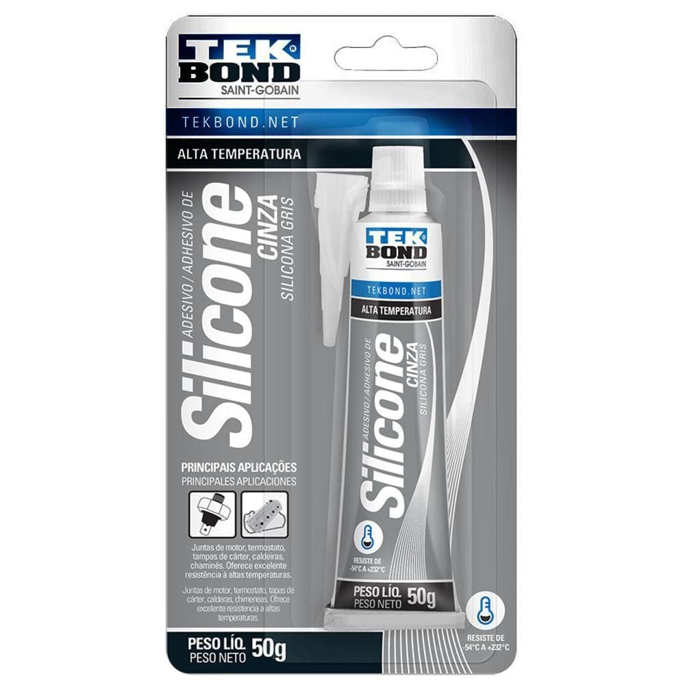 Adesivo Silicone Acético Alta Temperatura Cinza 50g