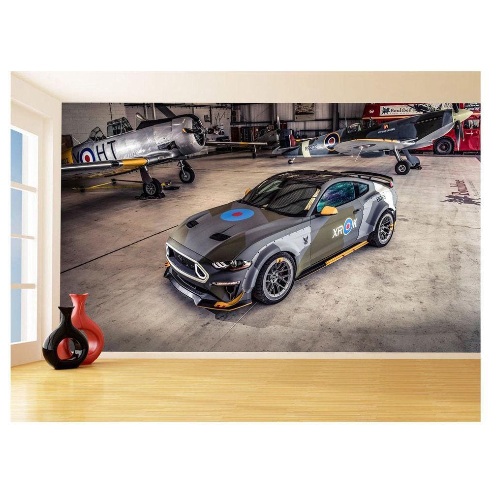 Papel De Parede 3D Carro Ford Mustang Avião Caça 3,5M Car77