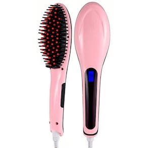 Escova Alisadora Bivolt Rosa Com Visor