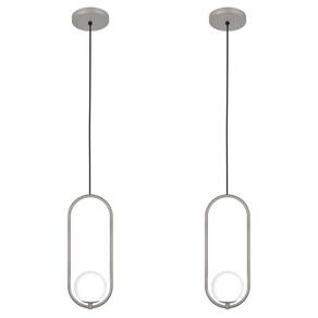Kit 2 Luminárias Teto Lustre Arco Globo Cozinha Mesa Prata