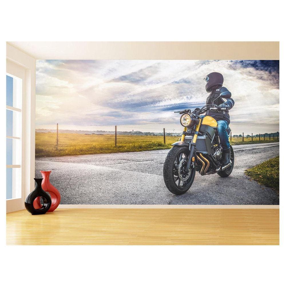 Papel De Parede 3D Moto Esporte Viagem Estrada 3,5M Bkm68