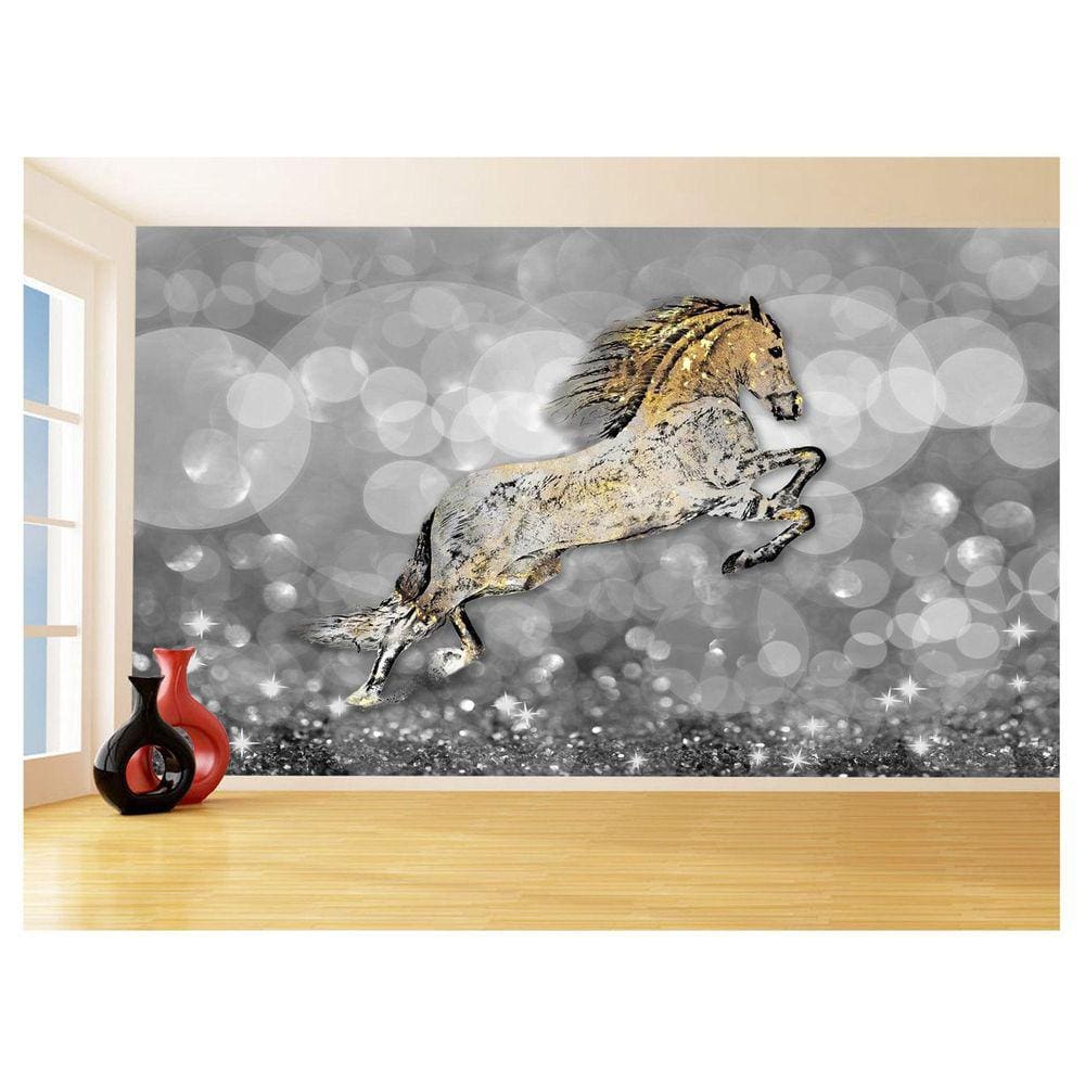 Papel De Parede 3D Animais Pop Art Cavalo Cores 3,5M Pxa339