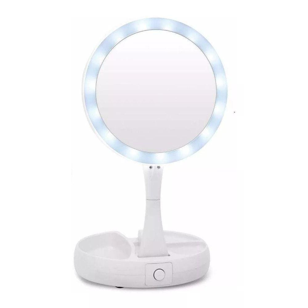 Espelho Luz Led Iluminador Mesa Maquiagem Portátil Aumento