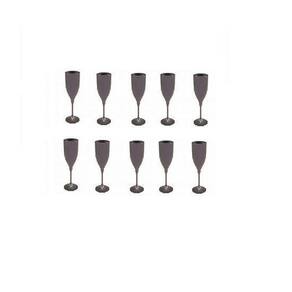 Kit 5 Taças Champanhe Cinza Acrílico Leve 180Ml