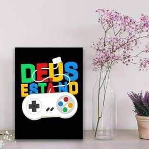 Quadro Gamer Deus no Controle 24x18cm - Vidro