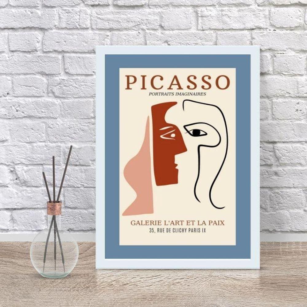 Quadro Decorativo Picasso 24x18cm Moldura Branca