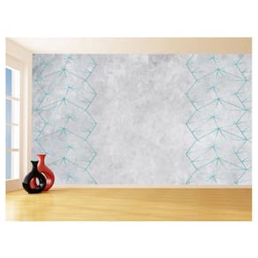 Papel De Parede Concreto Linhas Azul Turquesa 3,5M Kkt289