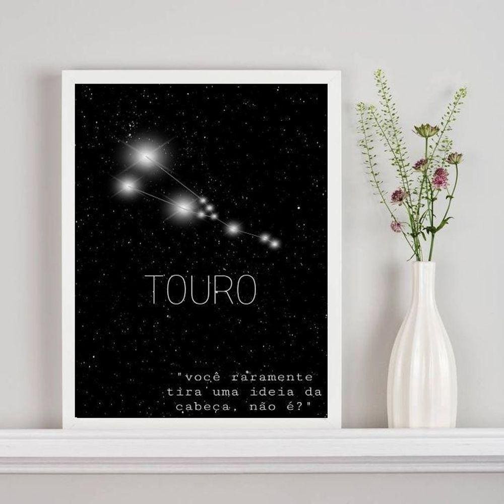 Quadro Decorativo Constelação Touro 33x24cm Moldura Preta