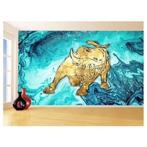 Papel De Parede 3D Animais Pop Art Touro Bull 3,5M Pxa166