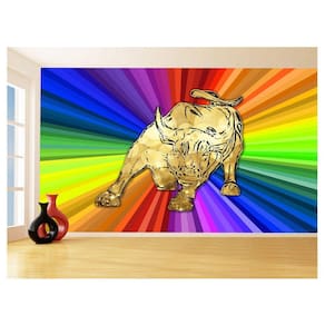 Papel De Parede 3D Animais Pop Art Touro Bull 3,5M Pxa176