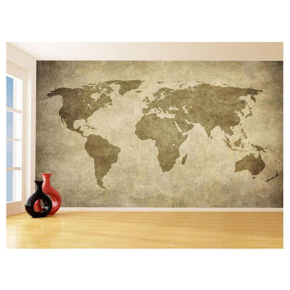 Papel De Parede 3D Mapa Mundi Retrô Vintage Arte 3,5M Nmu78