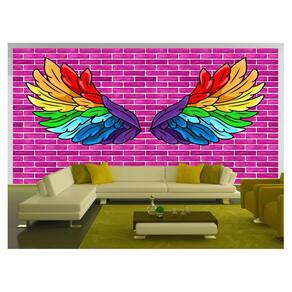Papel De Parede 3D Arte Asas Selfie Insta Cores 3,5M Tra448