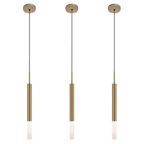 Kit 3 Pendentes Teto Luminária Tubo Difusor Mesa Sala Bronze